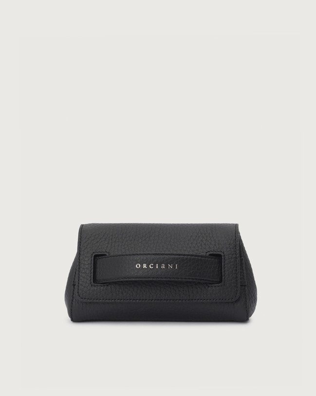 Orciani Gossip Soft grained leather clutch bag Grained leather Black