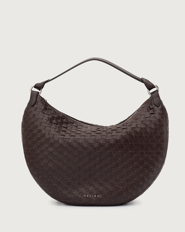 Orciani Dumpling Nappa Woven Large leather shoulder bag Leather chocolate