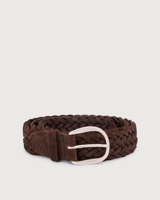Orciani Suede Plot braided belt 3,5 cm Suede leather Chocolate