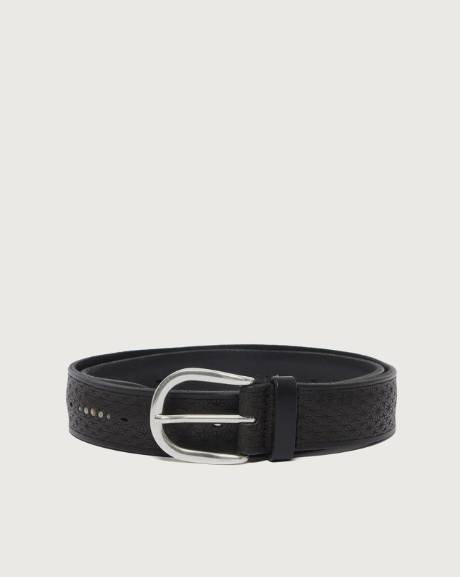 Orciani Bull Soft leather belt 3,5 cm Bull hide Black
