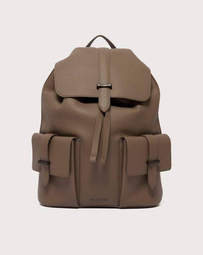 Orciani Jones Soft grained leather backpack Grained leather taupe