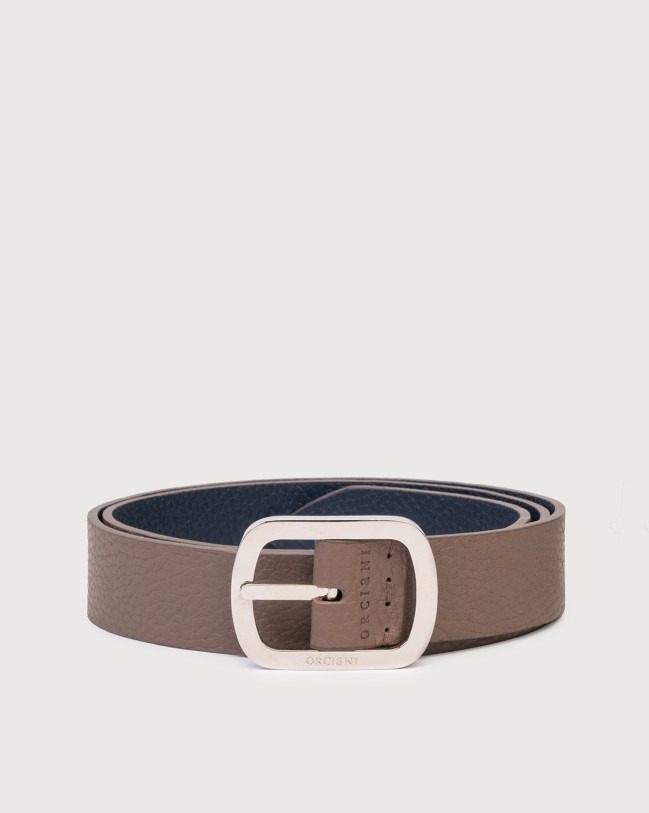 Orciani Dollaro Double leather belt 3 cm Mud+Navy