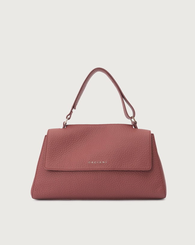 Orciani Sveva Longuette Soft leather handbag with strap Grained leather bordeaux
