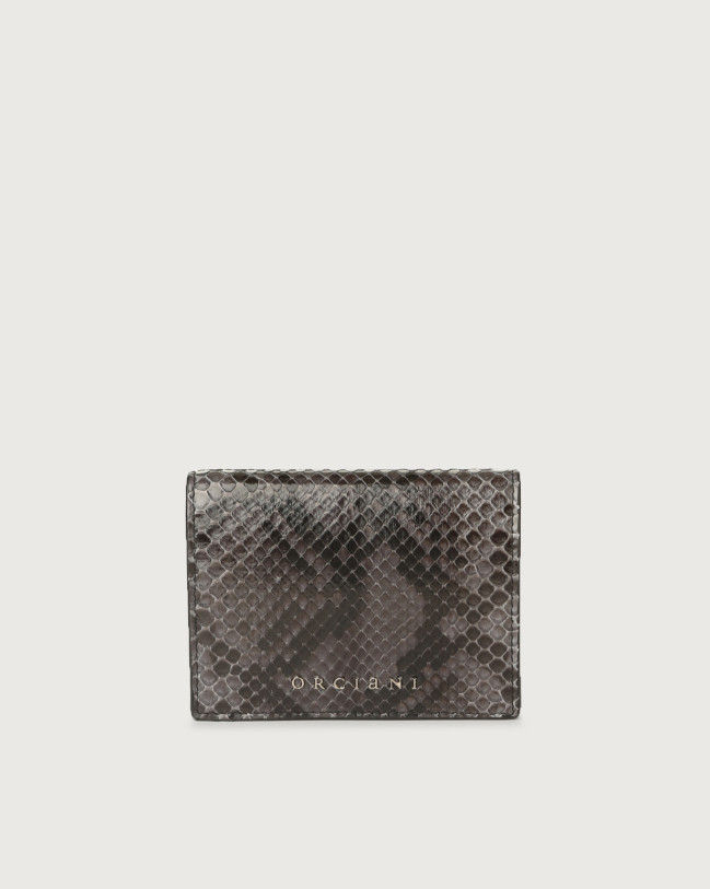 Orciani Diamond small python leather wallet Python Leather Charcoal Grey