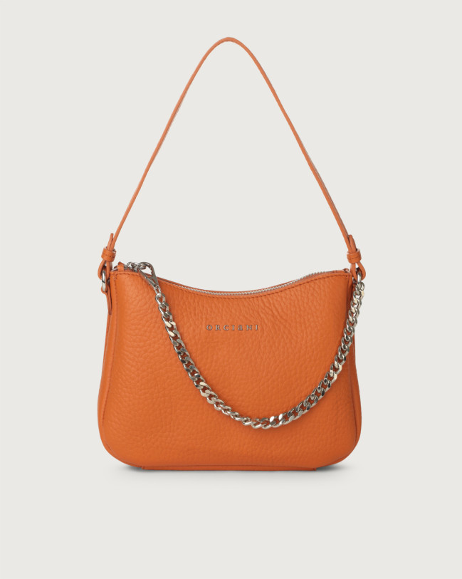 Orciani Moon Soft leather mini bag Grained leather Orange