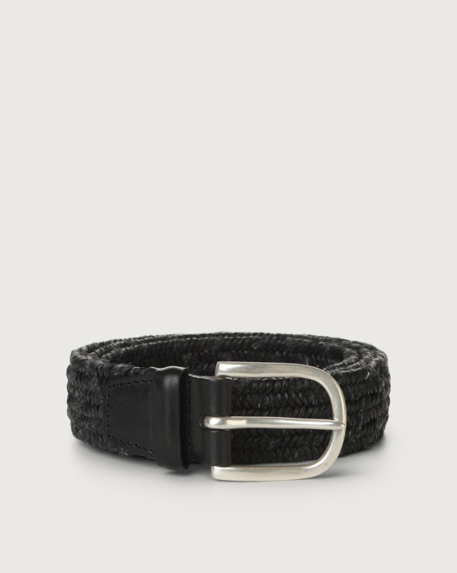 Orciani Melange leather and wool belt Leather & wool Dark grey