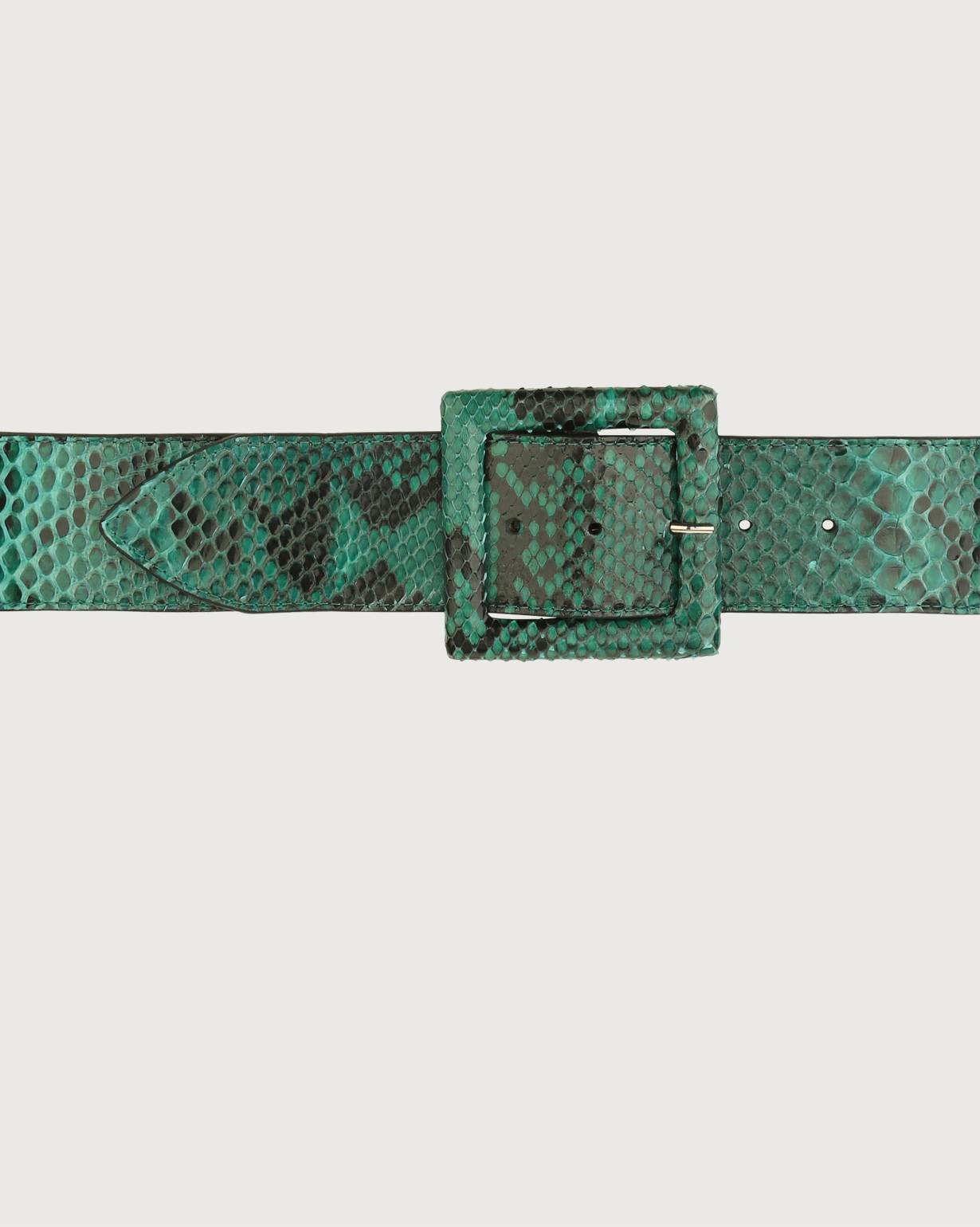 ORCIANI Diamond high waist python leather belt with covered 