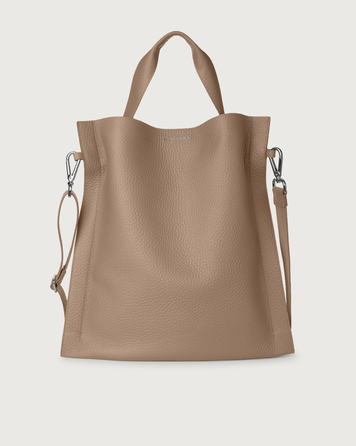 ORCIANI Iris Soft leather shoulder bag with strap, color Taupe