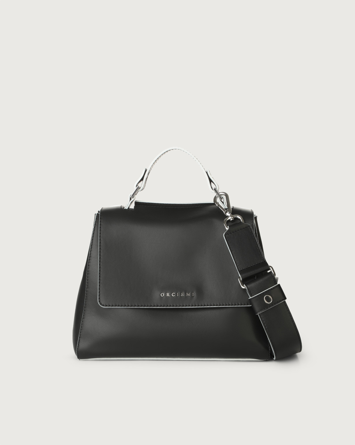 Sveva Black White Small leather handbag with strap
