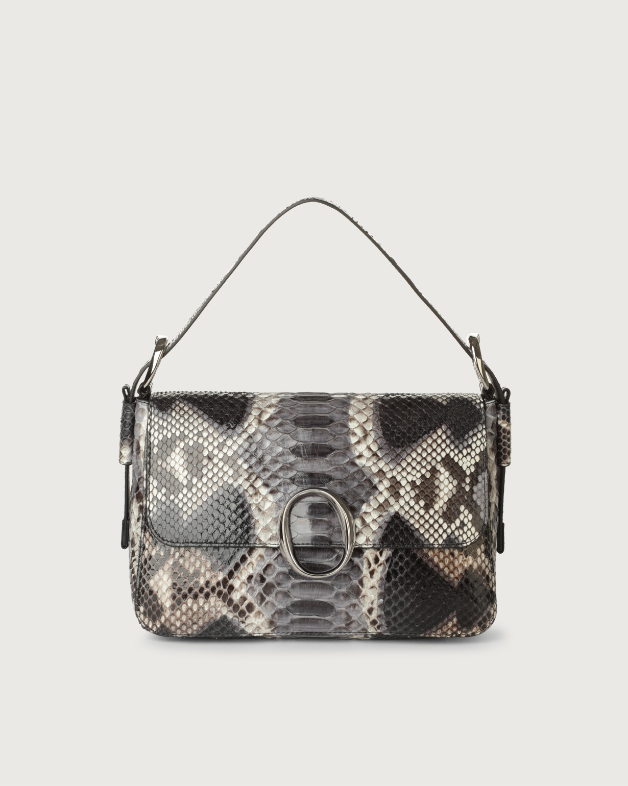 ORCIANI Soho Naponos python leather baguette bag with strap color Grey