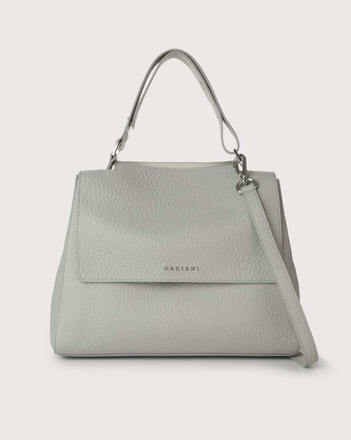 ORCIANI Sveva Soft Medium leather shoulder bag with shoulder strap color Grey