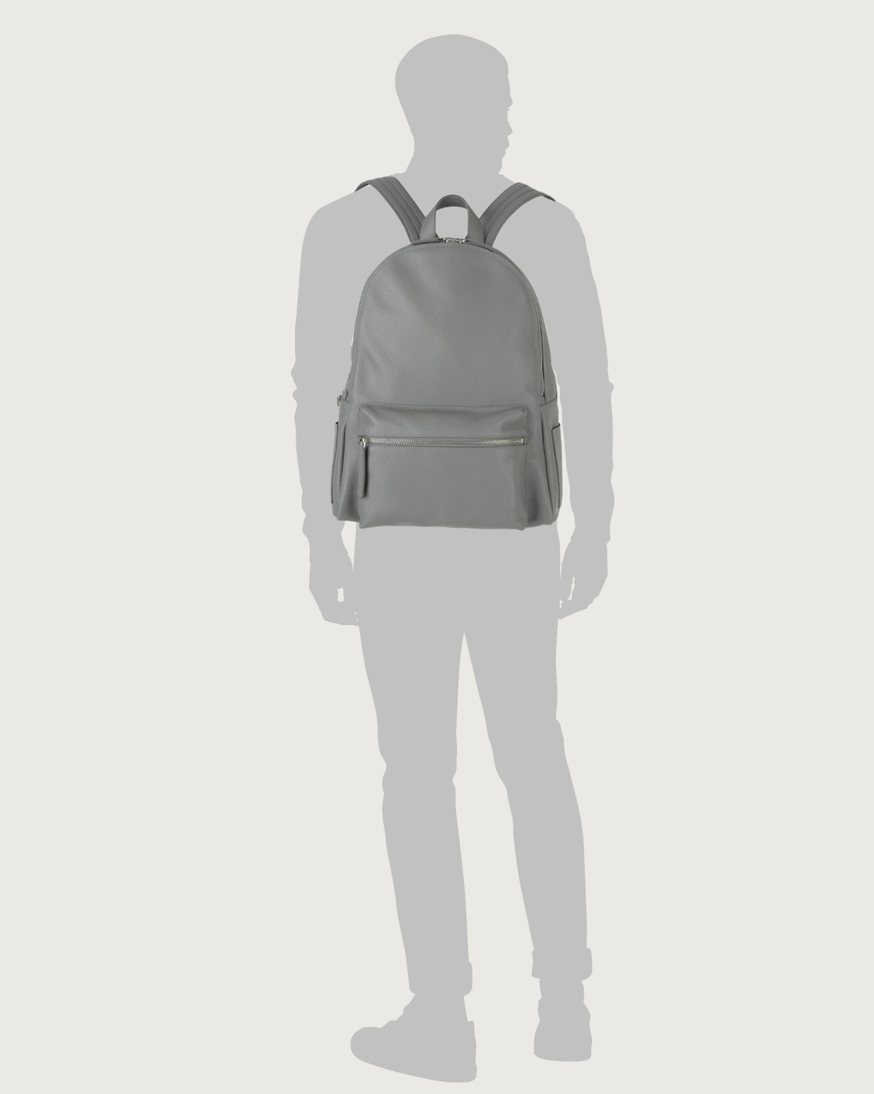 Light Grey Leather Backpack EUC Leather Classic Backpack in Grey – Tote&Carry main image 2