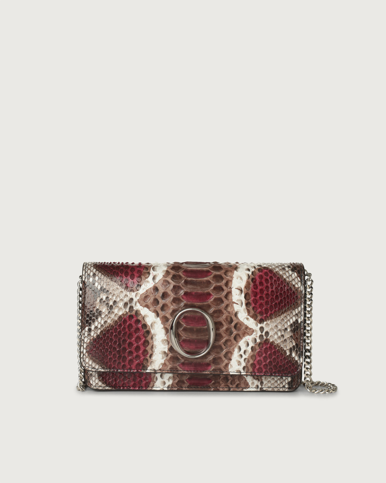 ORCIANI Naponos python leather pochette with RFID color Bordeaux