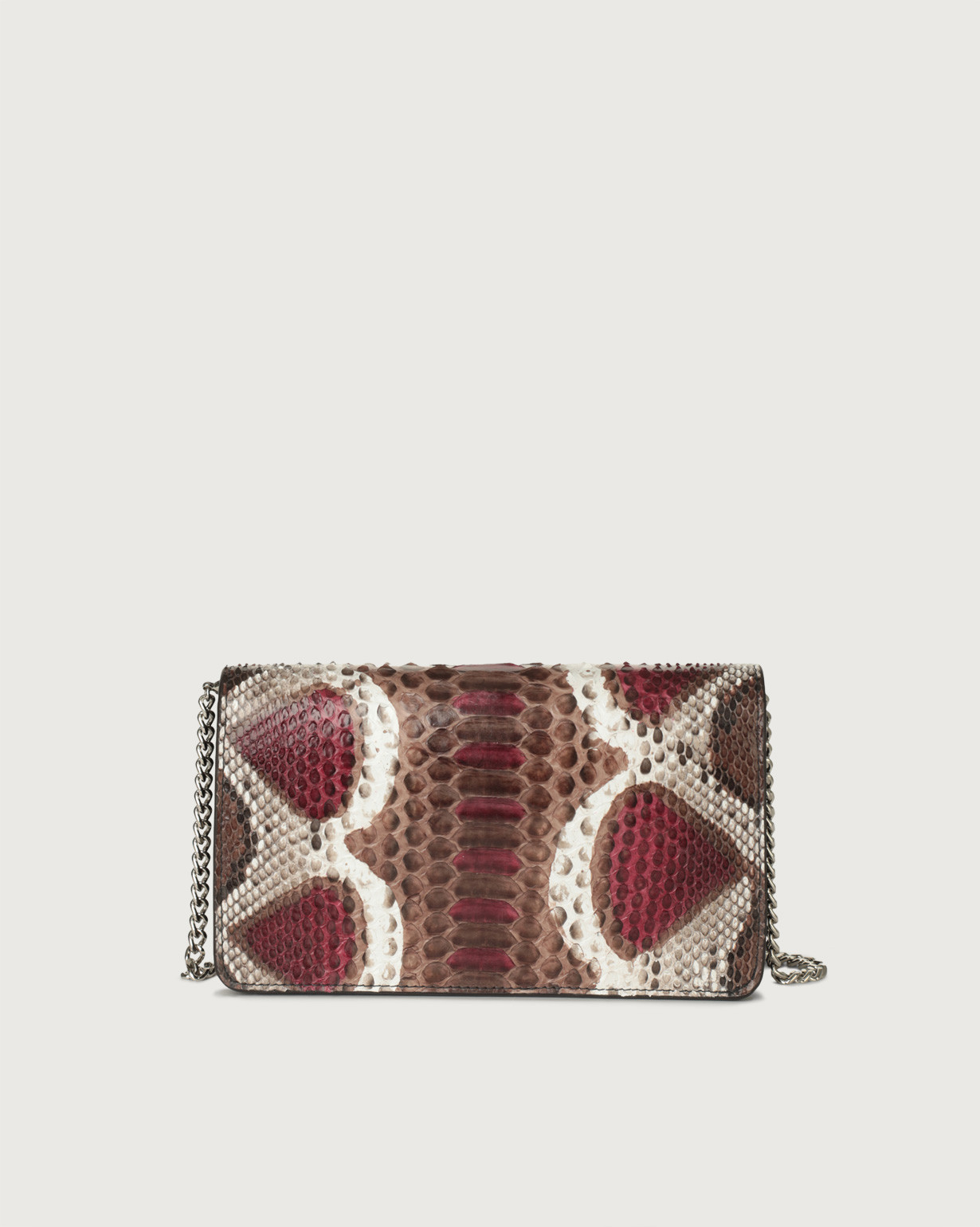 ORCIANI Naponos python leather pochette with RFID color Bordeaux