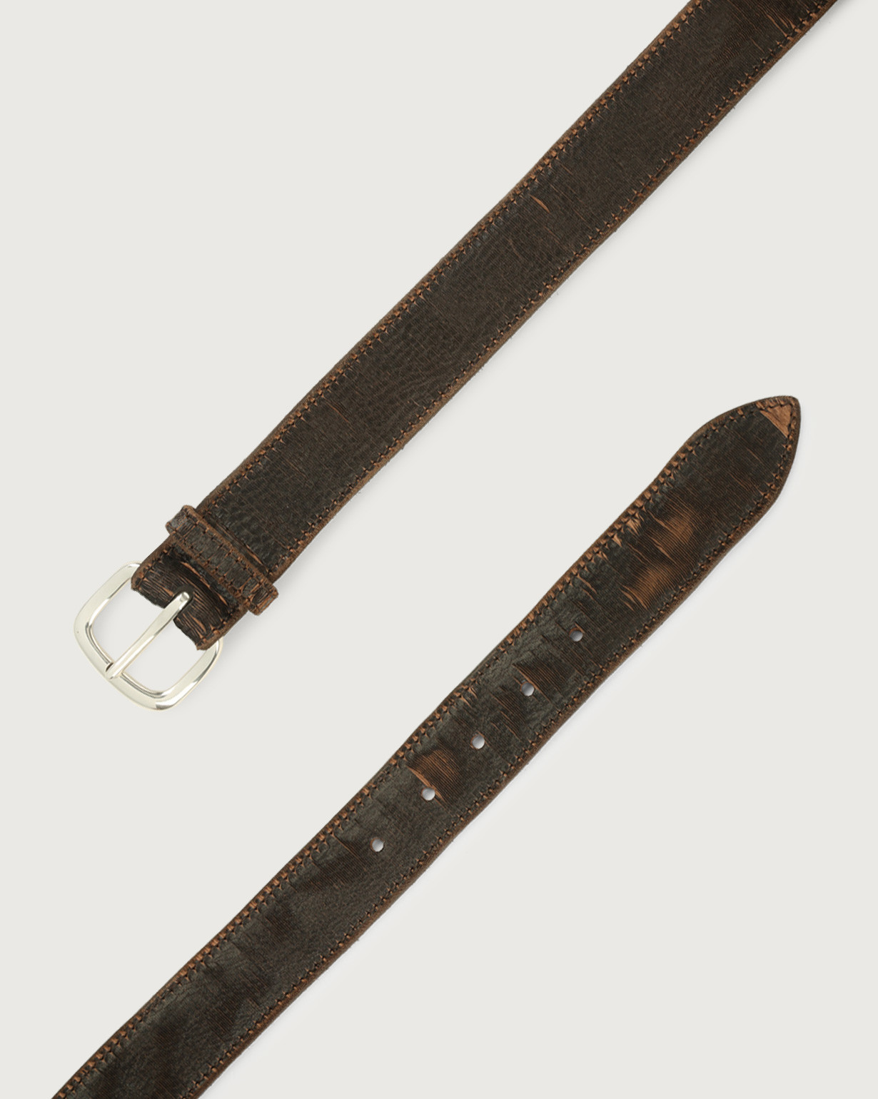 ORCIANI Cutting leather belt 3,5 cm Chocolate Europe Shop online