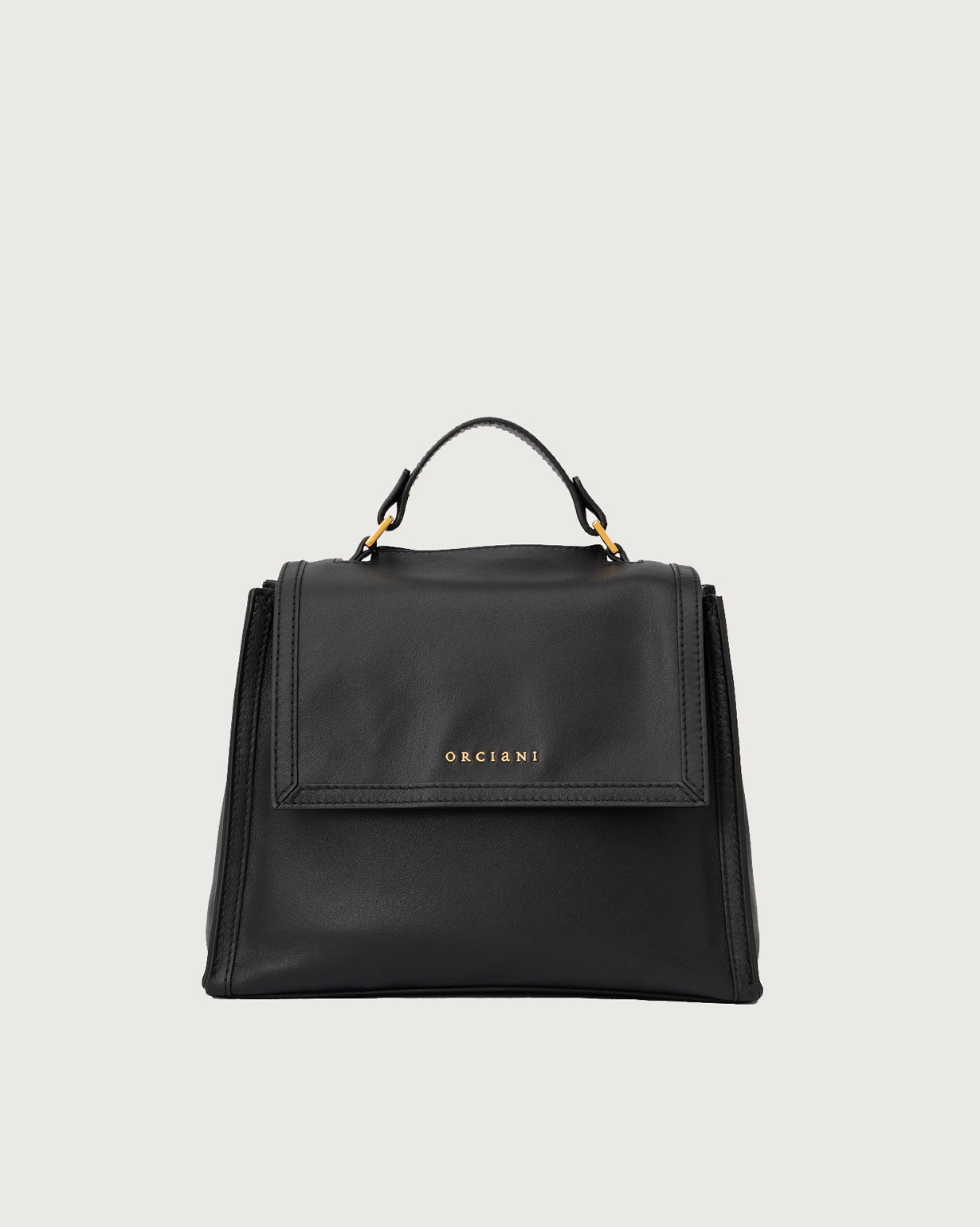 ORCIANI Sveva Nappa Small leather handbag with strap, color black