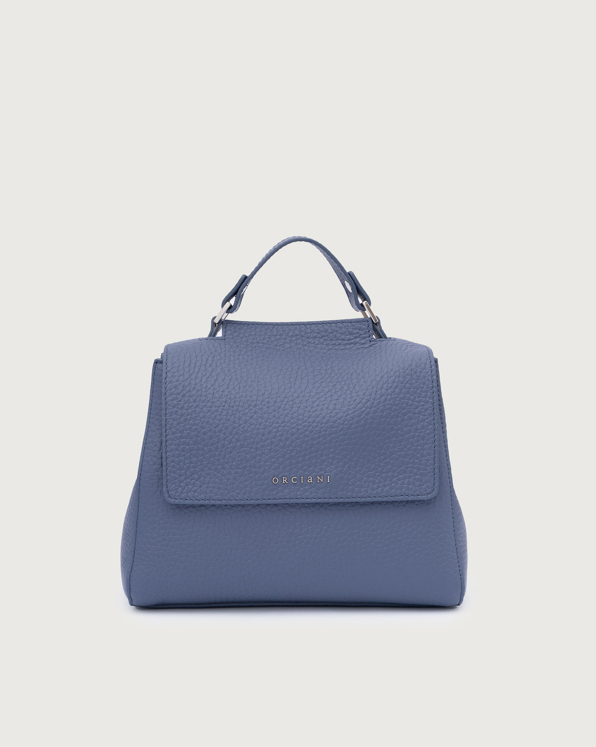 ORCIANI Sveva Soft Small leather handbag with shoulder strap color Light blue