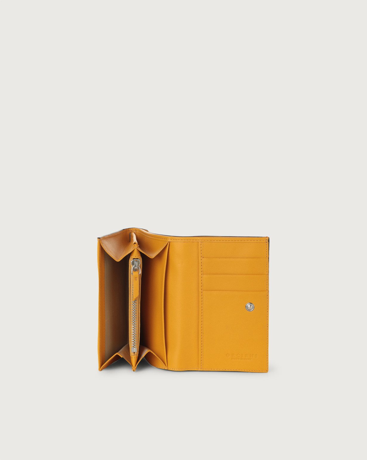 ORCIANI Madlen leather small envelope wallet, color Mustard