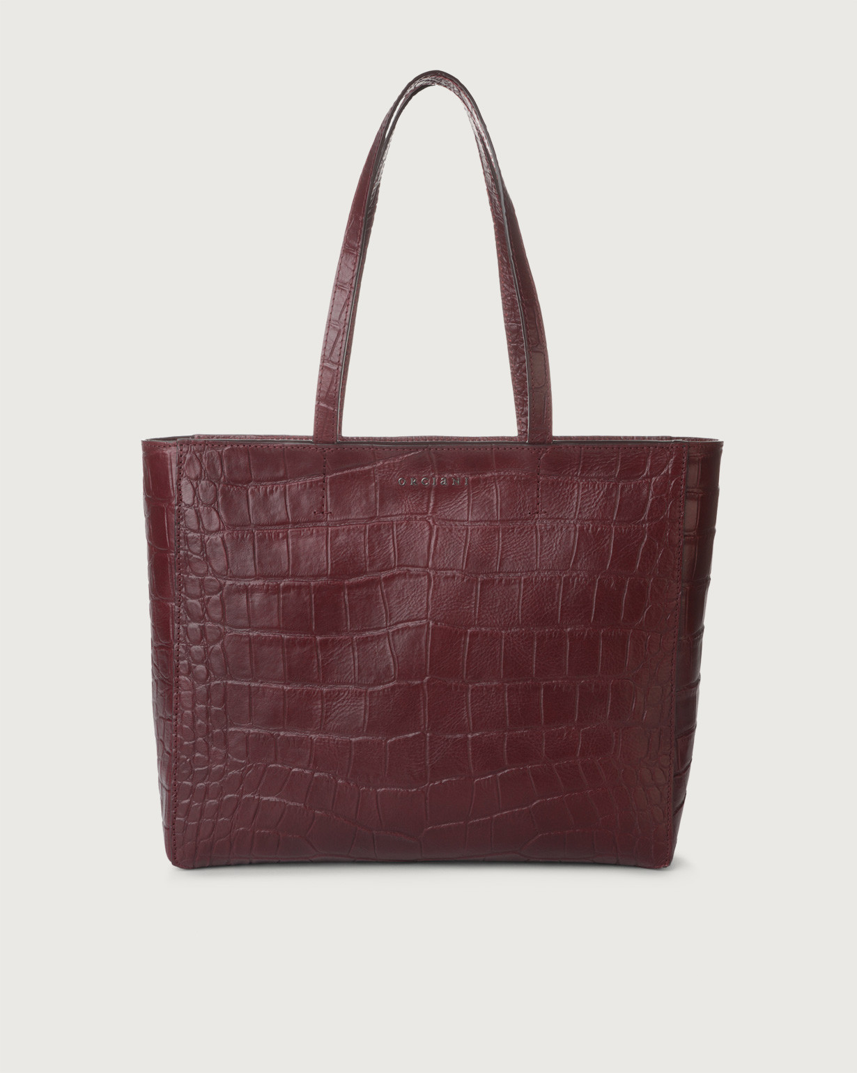 ORCIANI Le Sac Kenya croco-effect leather tote bag, color Bordeaux