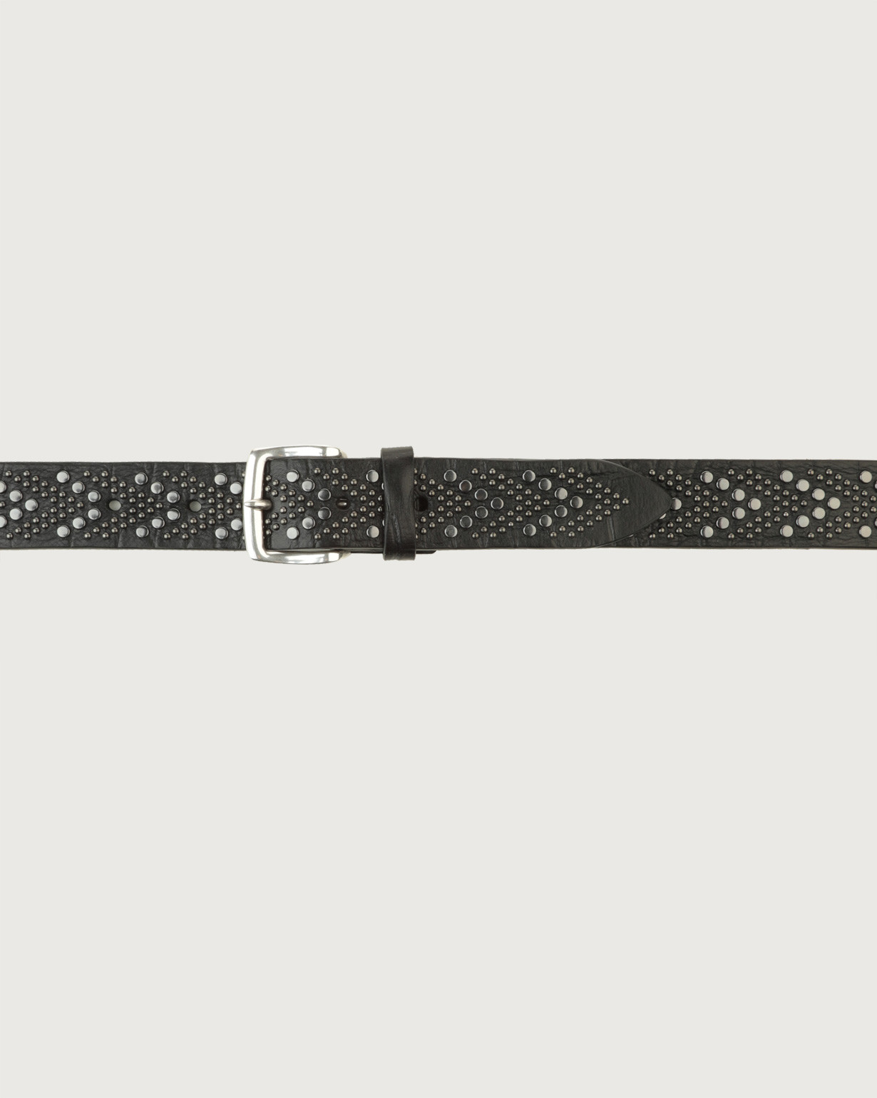 ORCIANI Kenia crocoeffect leather belt with studs, color Black