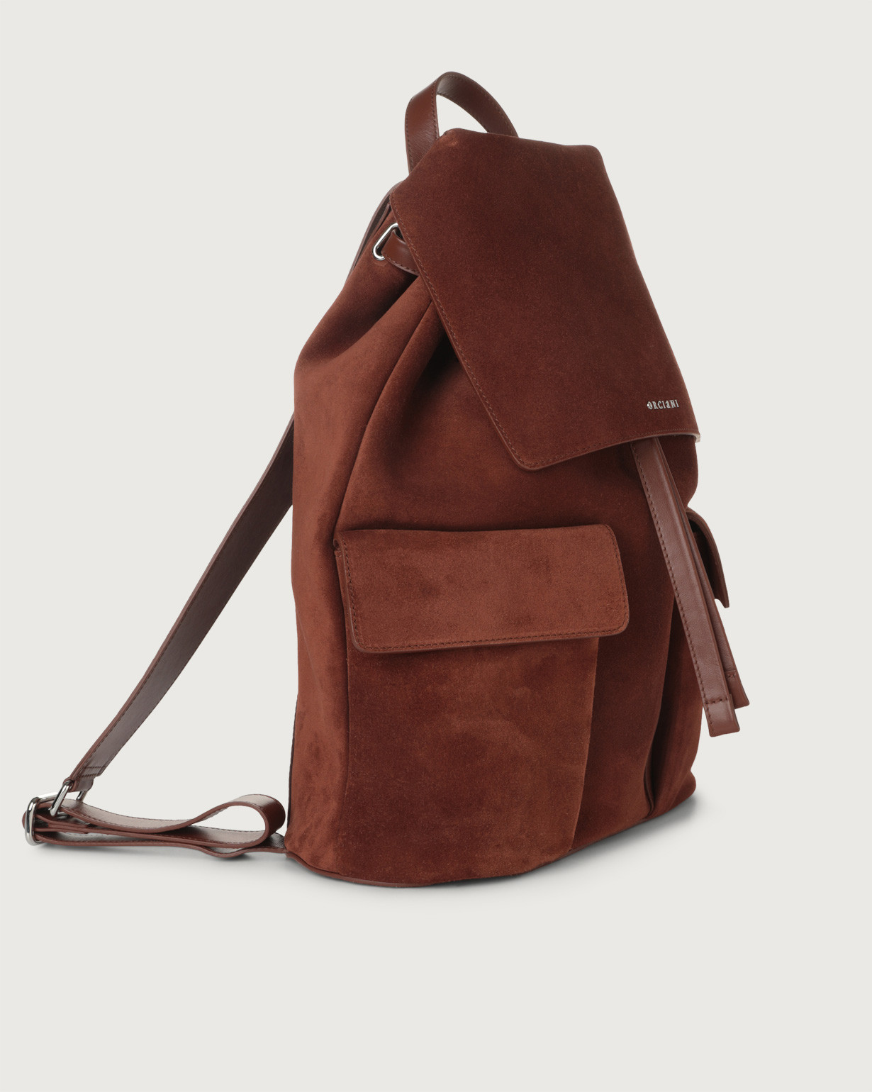 ORCIANI Naif suede leather backpack color Cognac