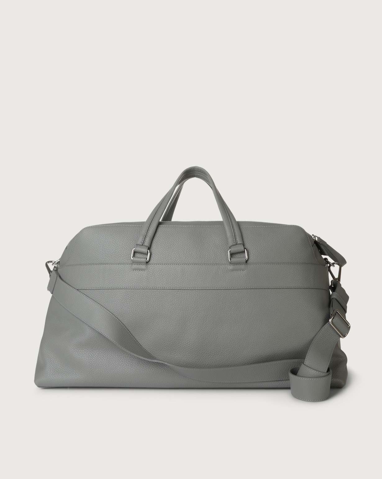 ORCIANI Micron leather duffle bag with shoulder strap color Light grey