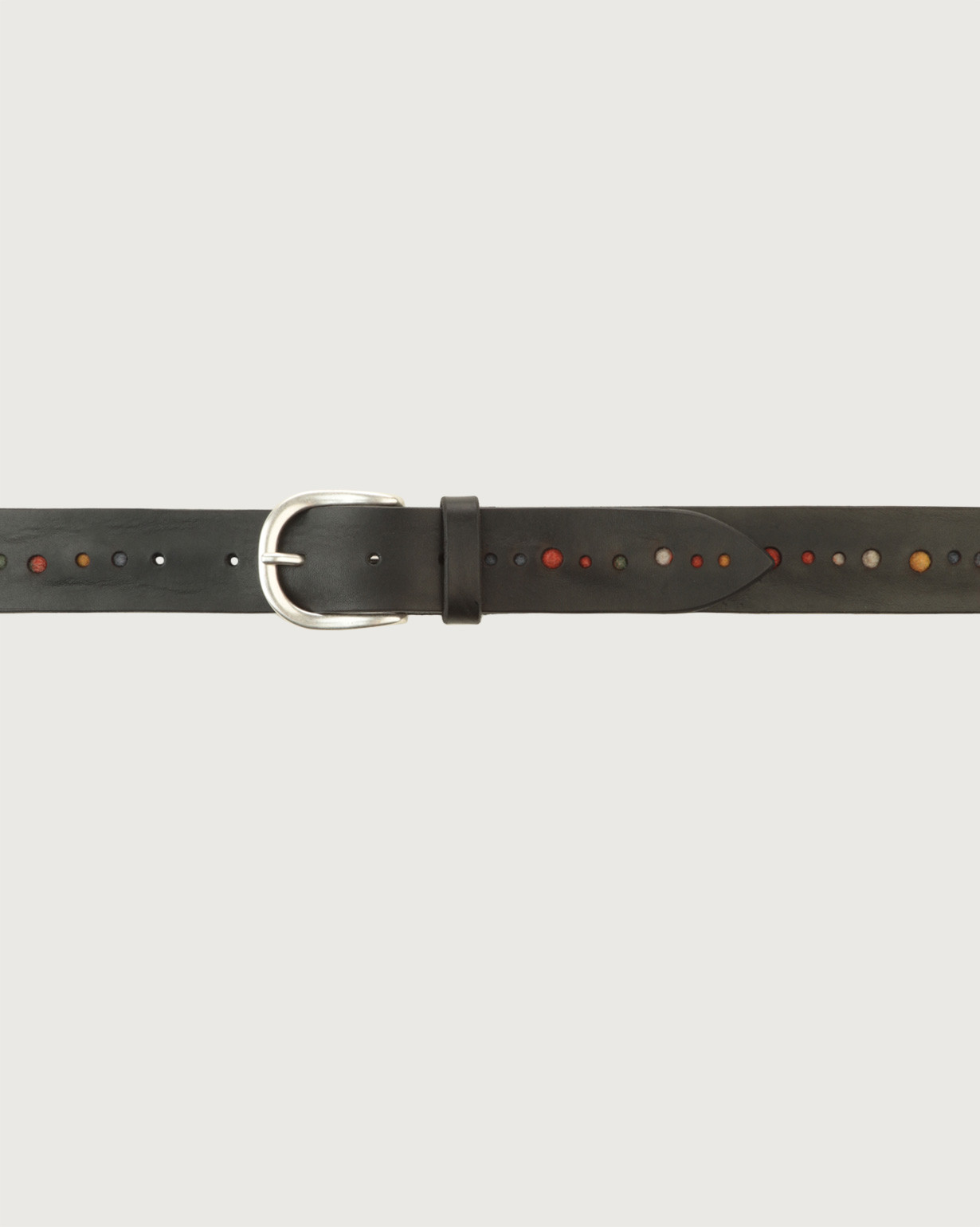 ORCIANI Bull Wool leather belt with treading, color Black