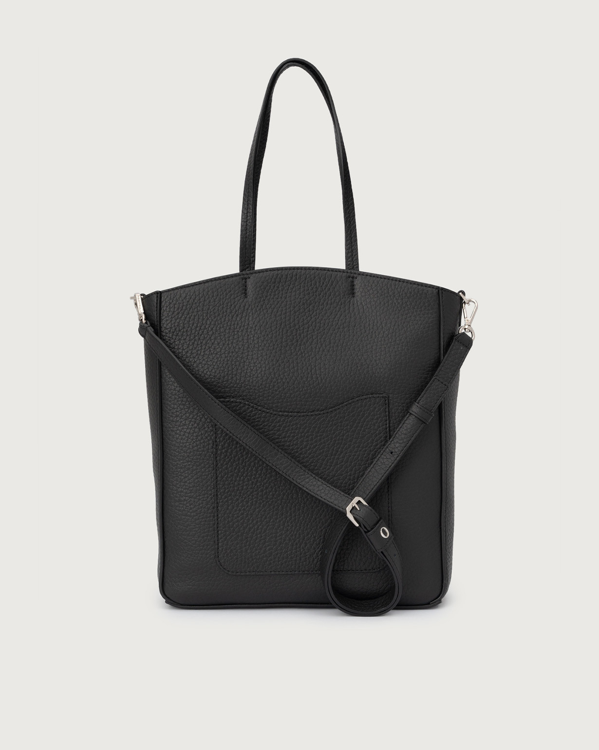 Soft black leather tote top