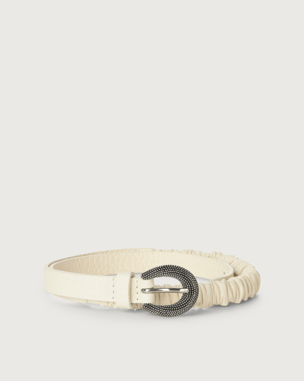 ベルト ORCIANI Woman Belt White D10383SOF BIA ORCIANI Soft high waist leather belt with covered buckle