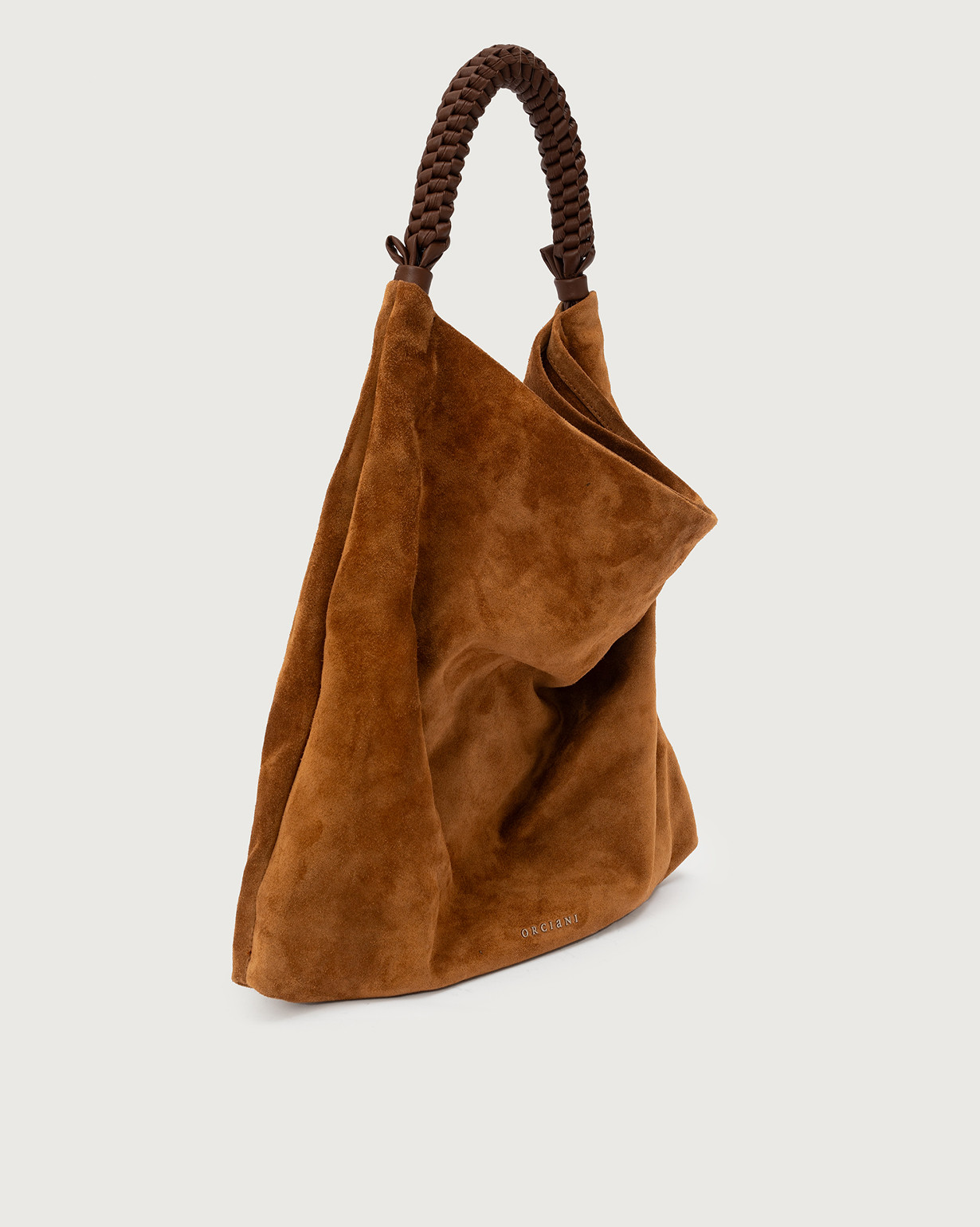 ORCIANI Todo Peach suede shoulder bag, color Brown