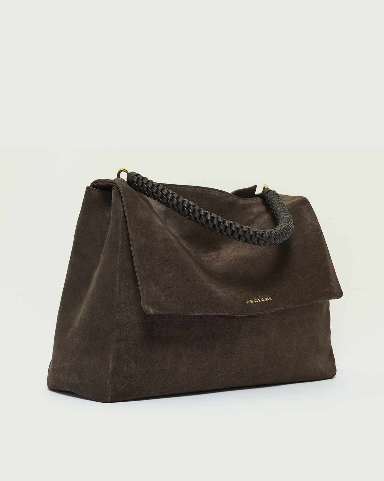 オニュPERCENT % 【JAPAN ONLY】VELOUR BAG ORCIANI Sveva Peach XL suede shoulder bag with strap, color chocolate