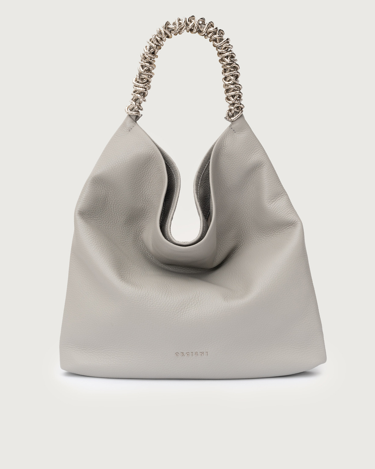 ORCIANI Todo Sense dollar leather shoulder bag color Light grey