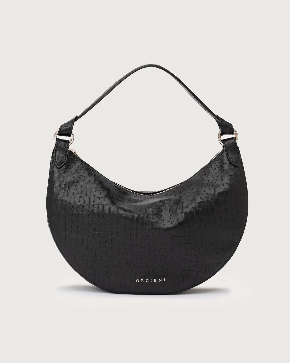 ORCIANI Dumpling M Cocco embossed nappa leather shoulder bag color black
