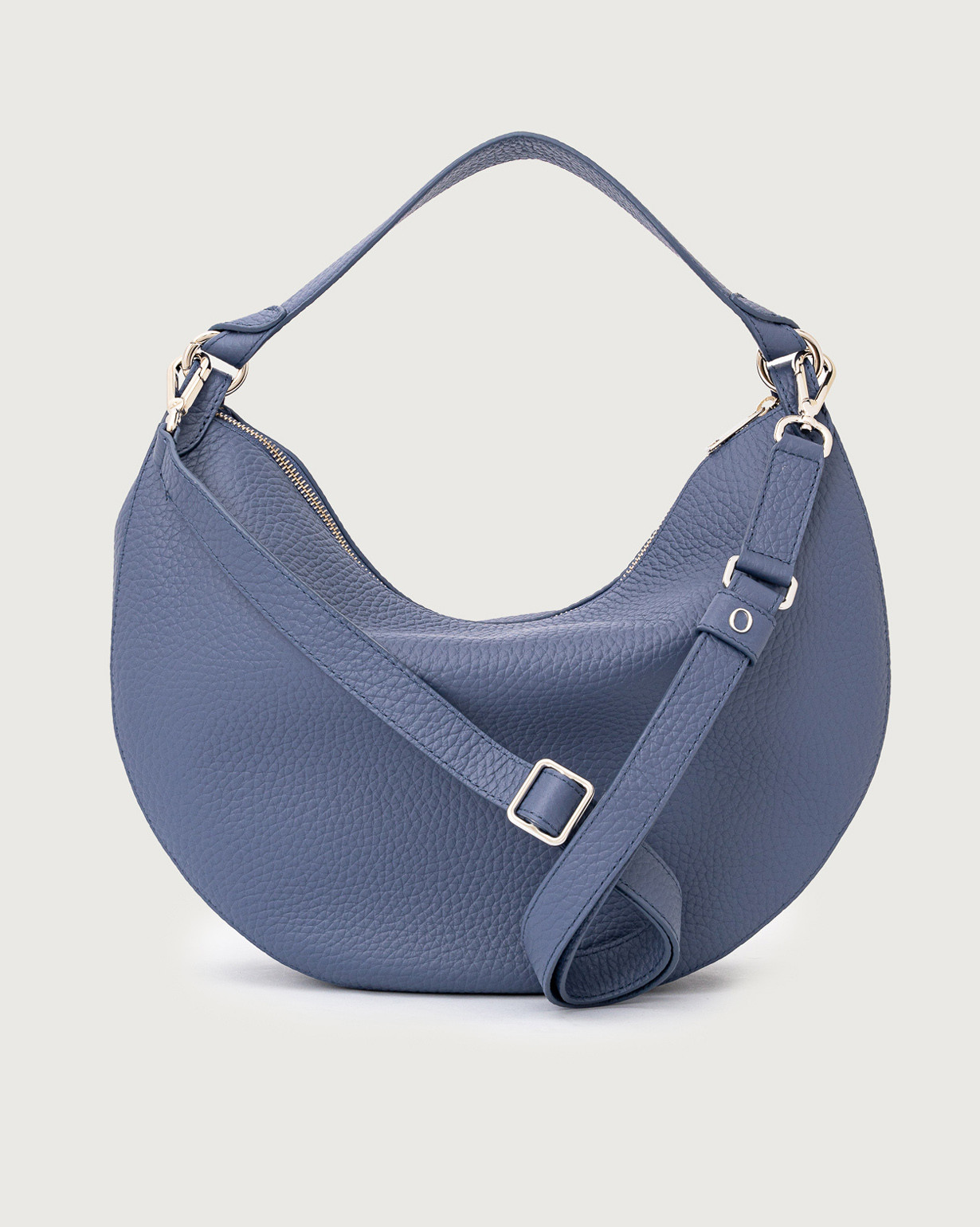 ORCIANI Dumpling Soft Large leather shoulder bag with strap, color Light  blue