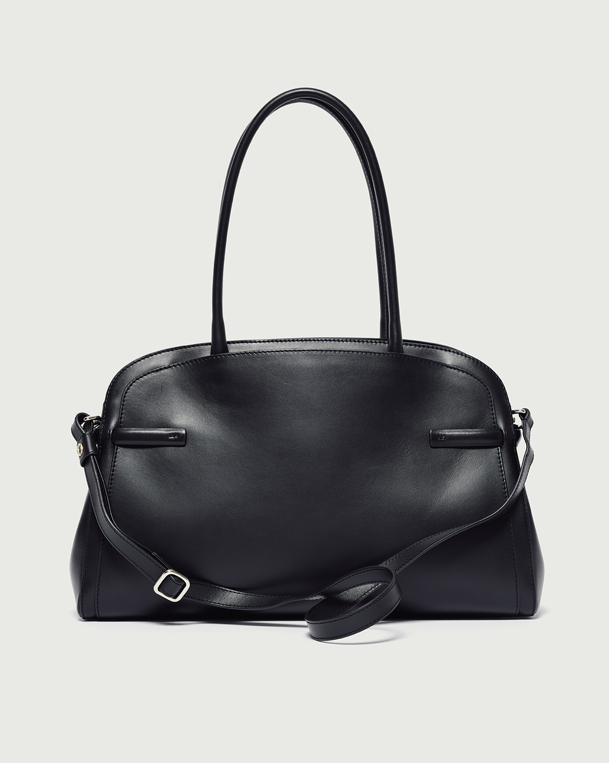 ORCIANI Aura Alba Large leather shoulder bag with strap, color Black