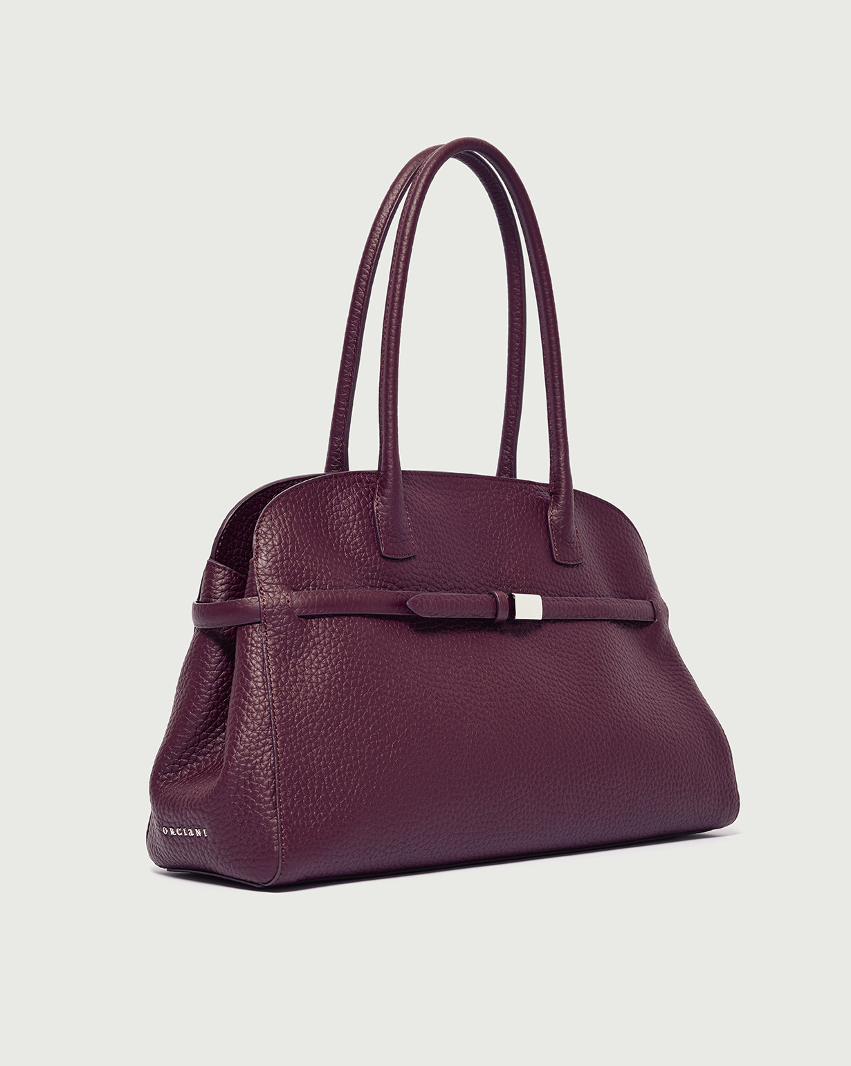 ORCIANI Aura Soft Large grained leather shoulder bag with strap