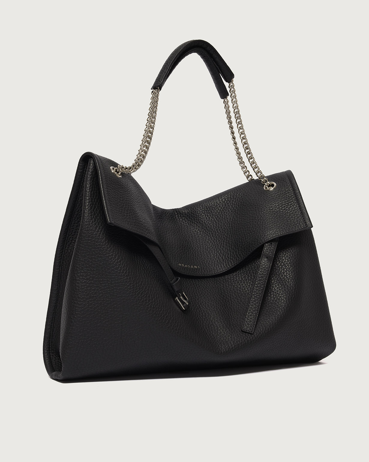 ORCIANI Venus Soft Large grained leather shoulder bag, color Black