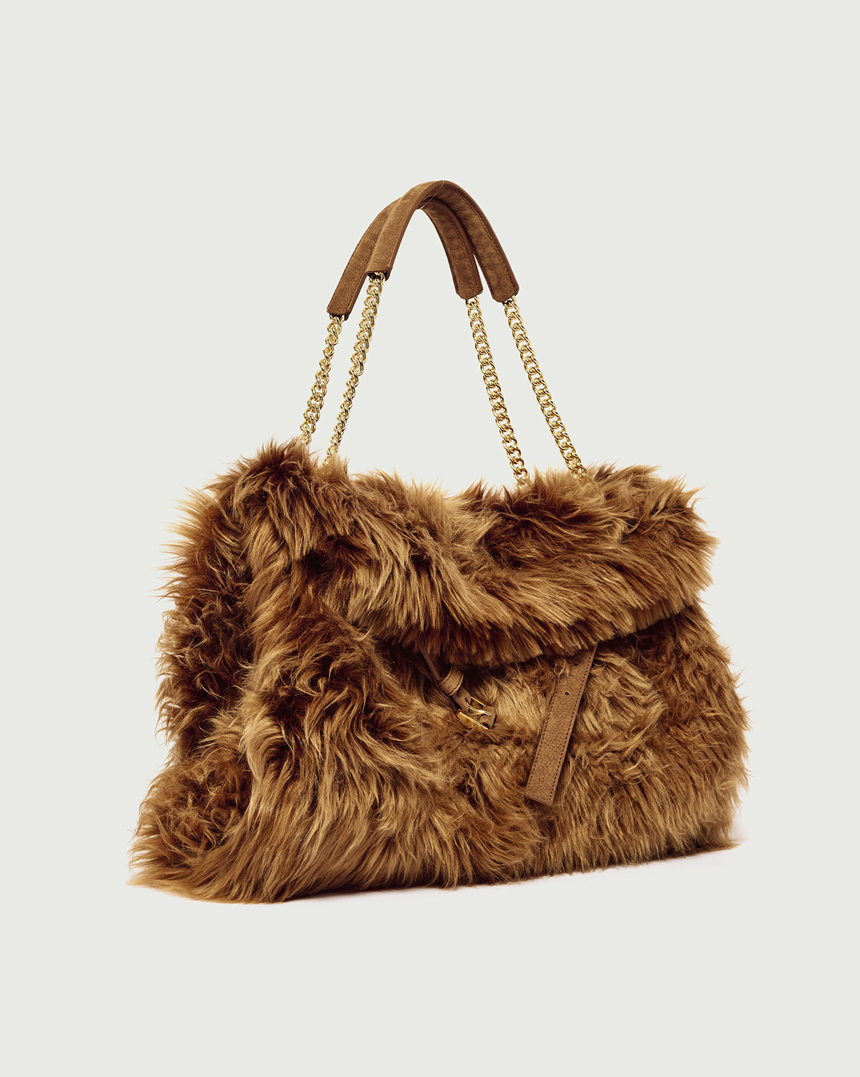 minirodini カメレオン ブラウン 92/98 ORCIANI | Venus Wolf Large eco-fur shoulder bag. color beige