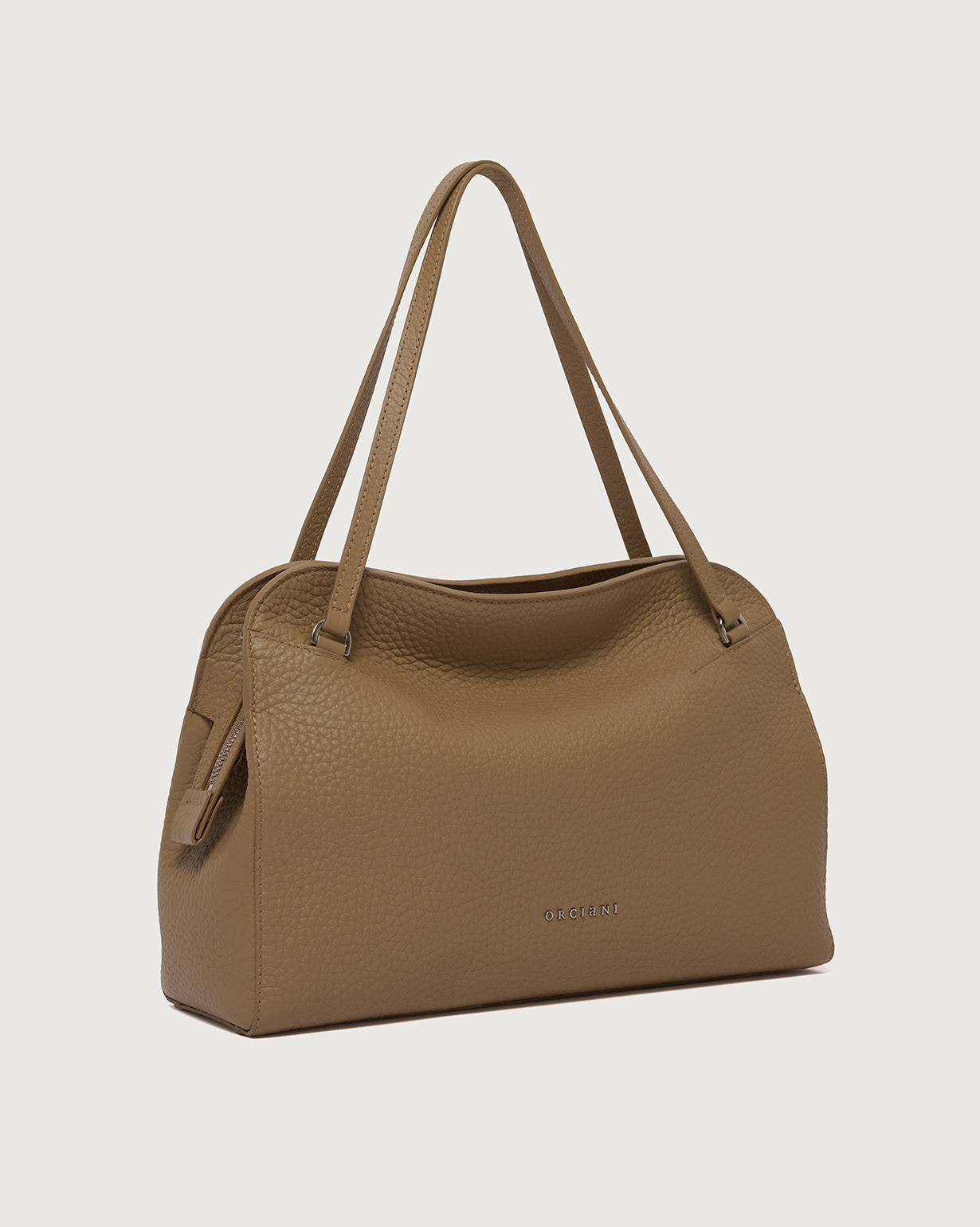 ORCIANI Lido Soft Midi grained leather shoulder bag, color Almond