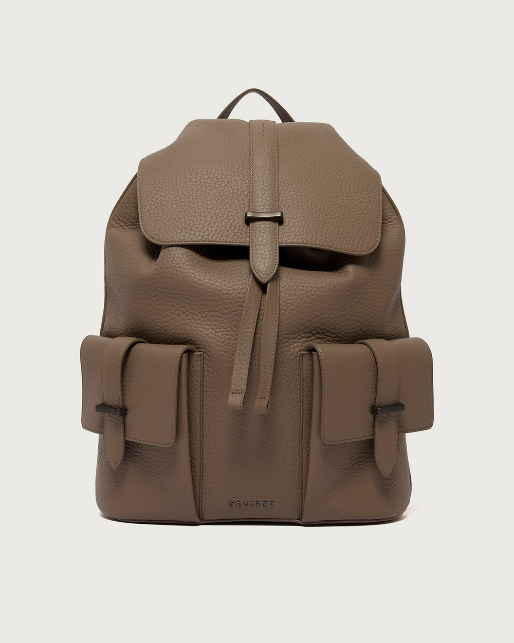 ORCIANI Jones Soft grained leather backpack, color taupe