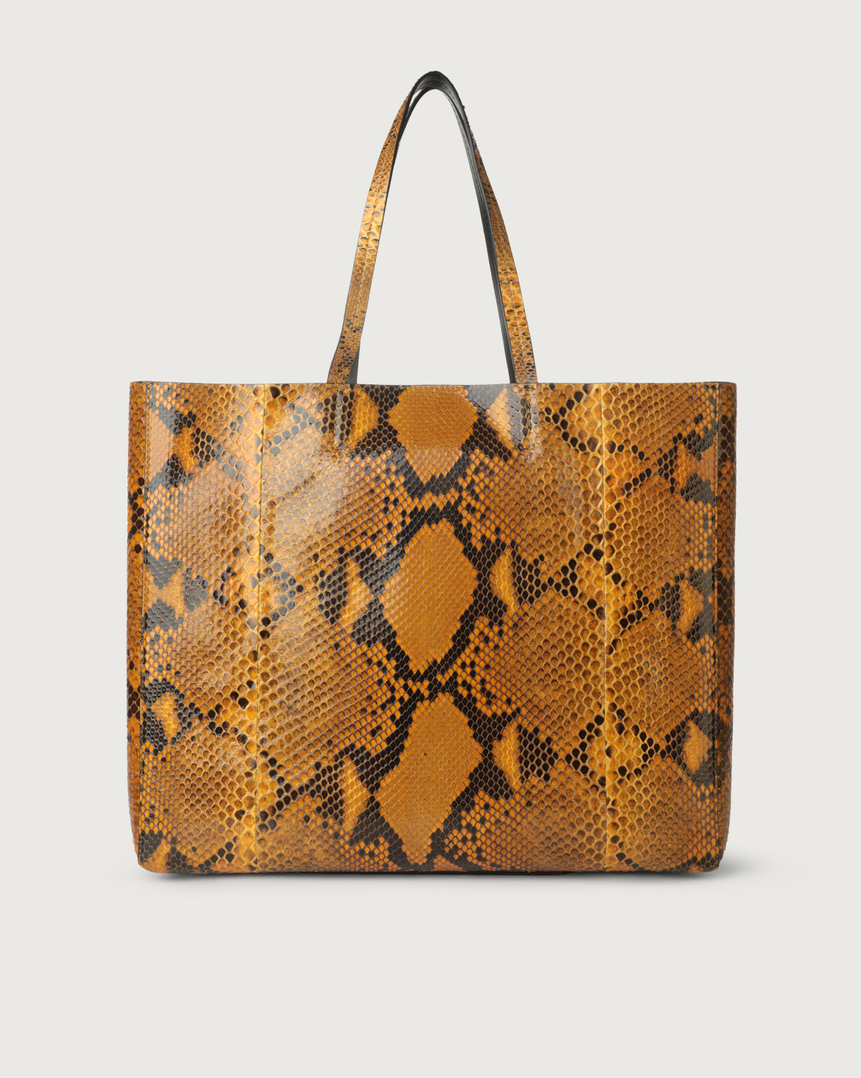 ORCIANI Le Sac Diamond python leather tote bag color Ocher