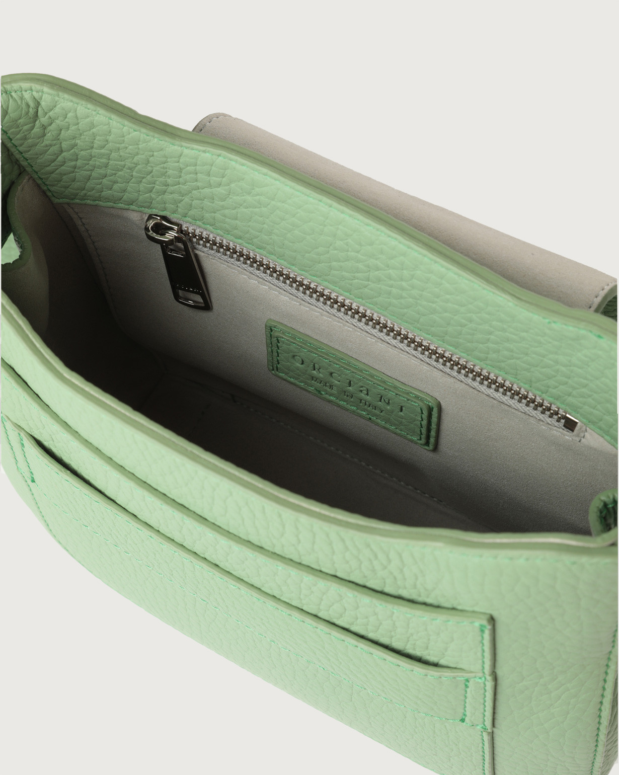 ORCIANI Dama Soft Midi leather bag with shoulder strap color Green