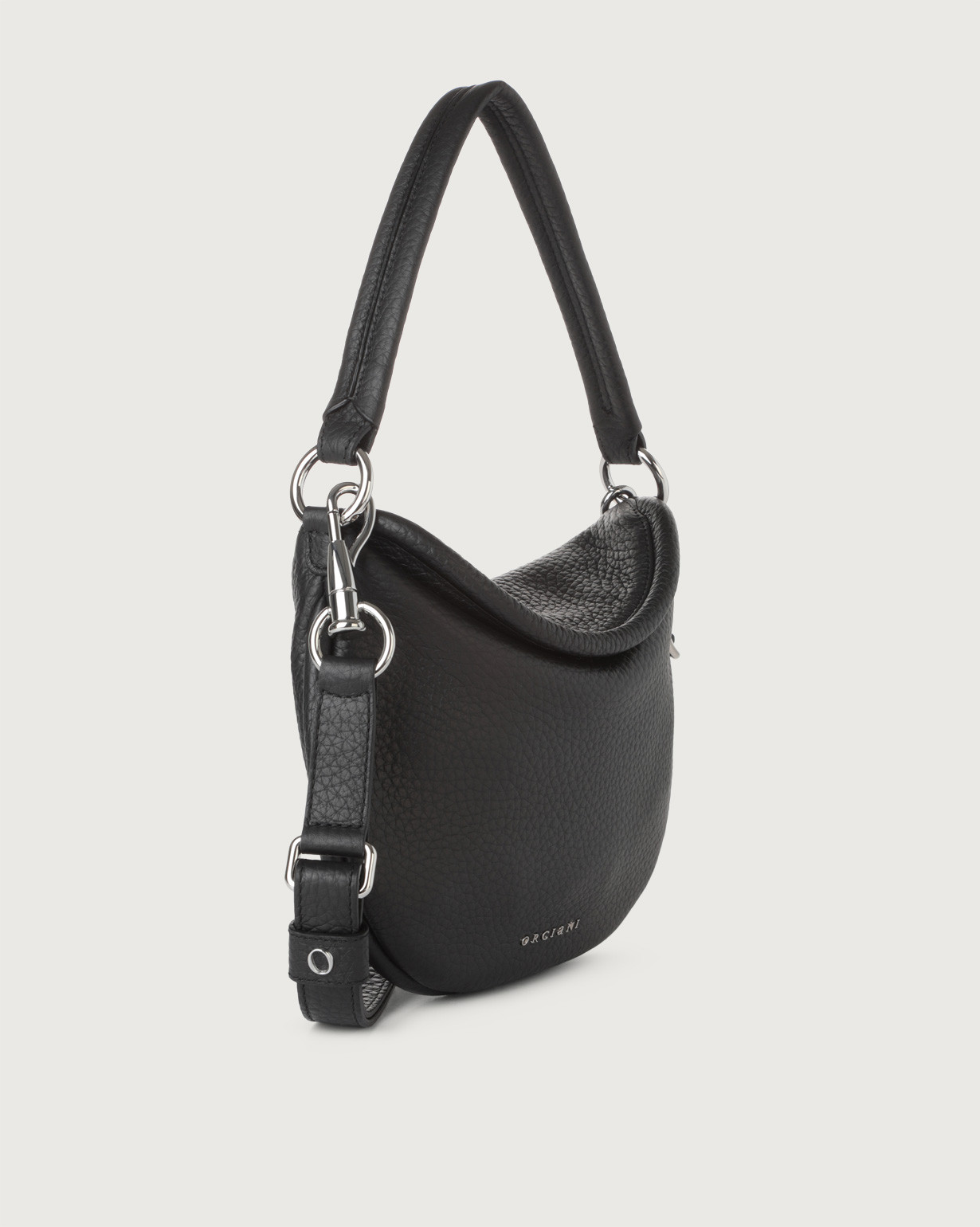 ORCIANI Ping Soft leather shoulder bag with strap, color Black