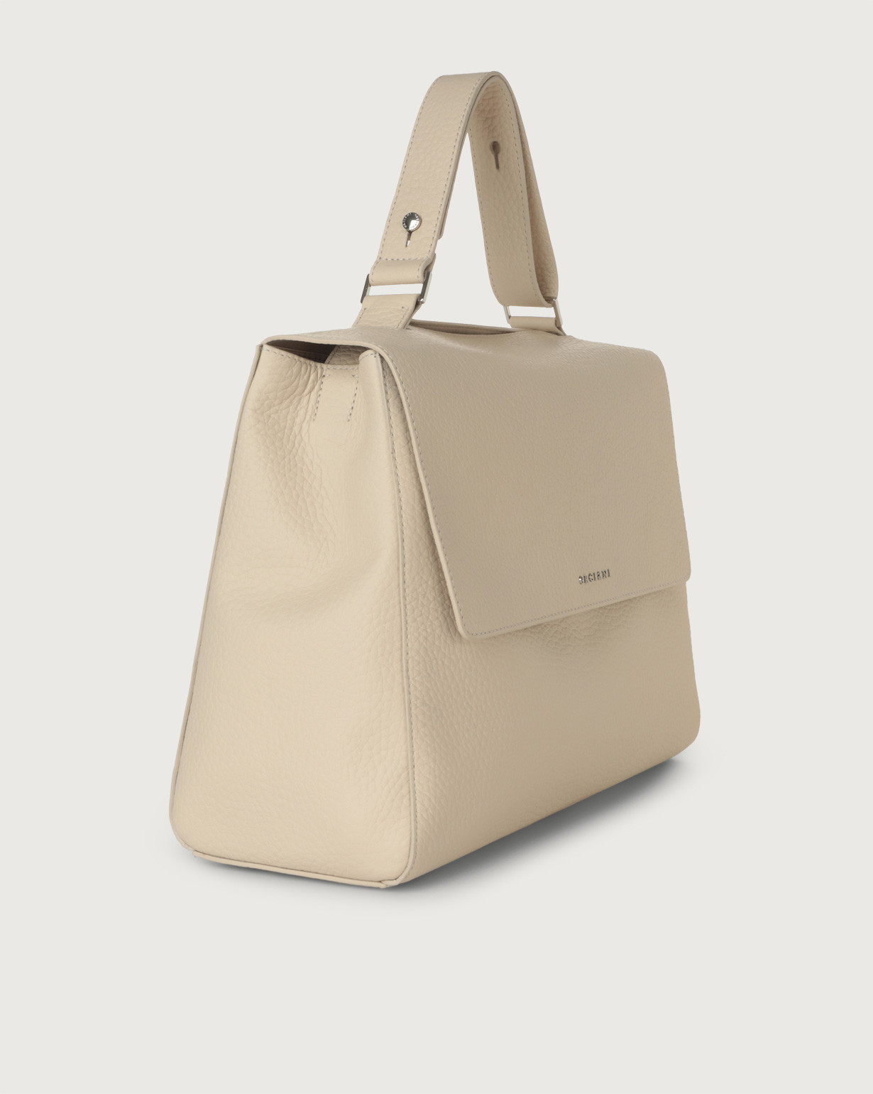 ORCIANI Sveva Soft large leather shoulder bag with strap color Ivory