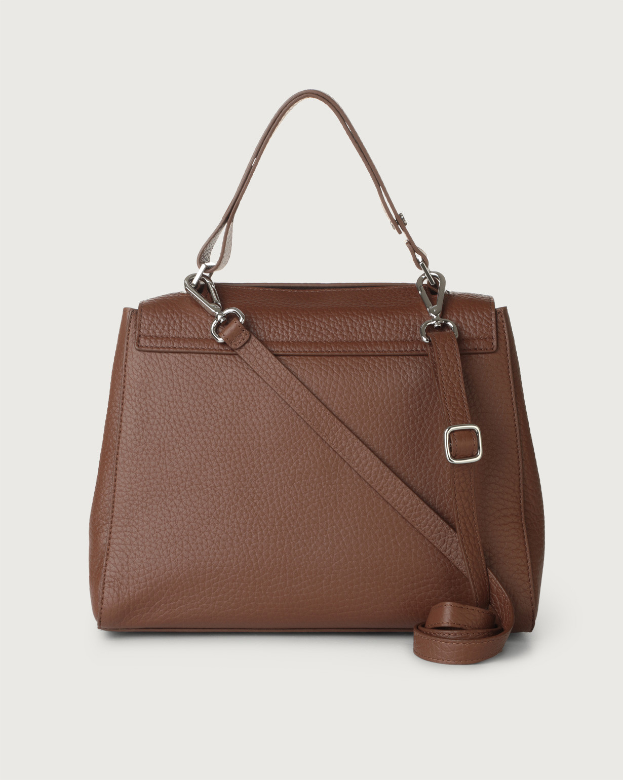ORCIANI Sveva Soft Medium leather shoulder bag with shoulder strap color Cognac