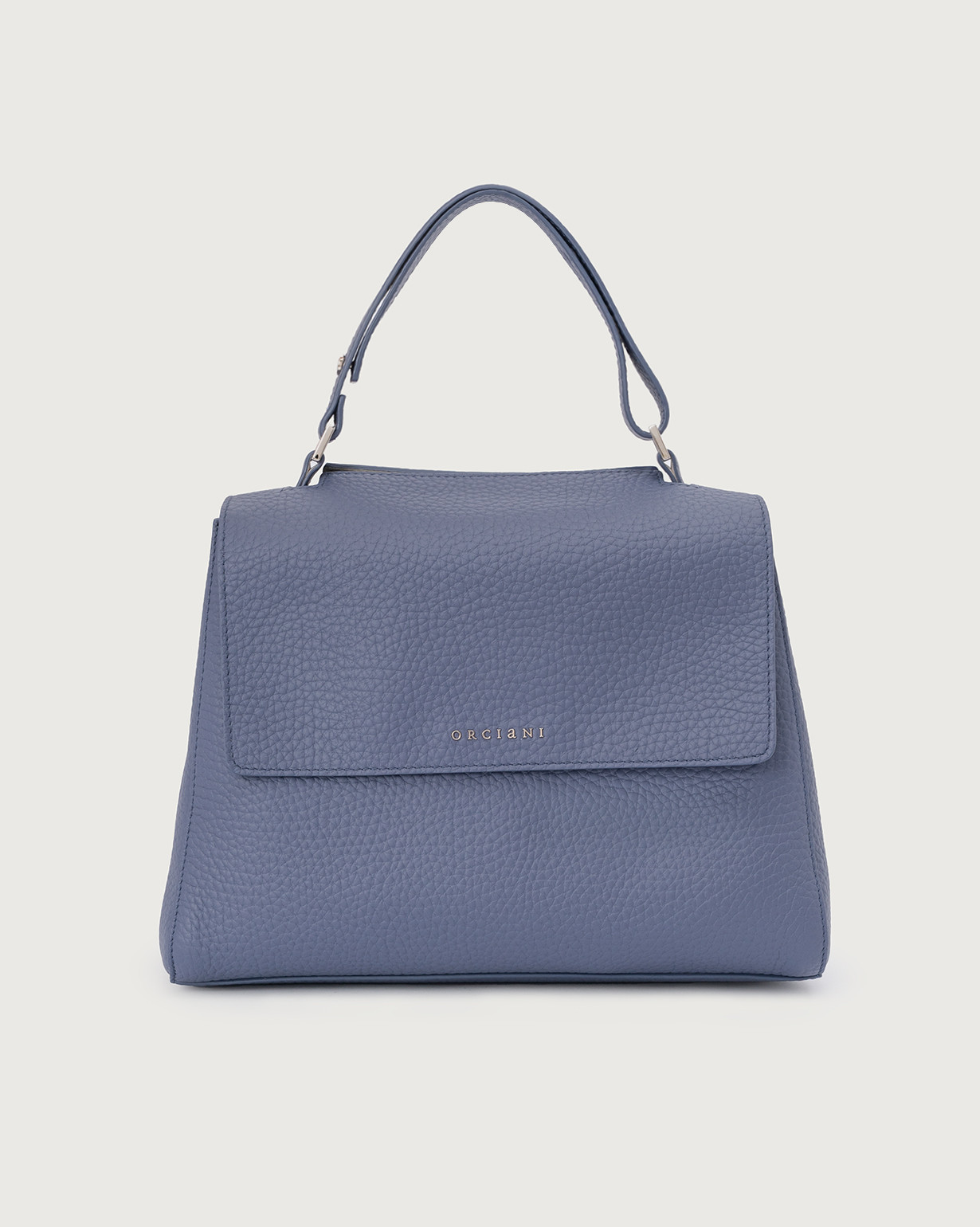 ORCIANI Sveva Soft Medium leather shoulder bag with shoulder strap color Light blue