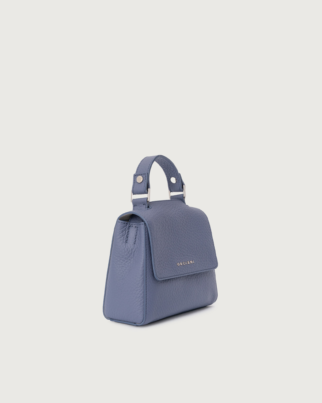 ORCIANI Sveva Soft Mini leather handbag with shoulder strap color Light blue
