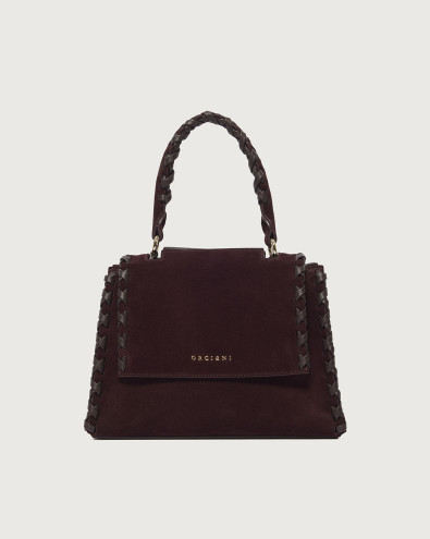 Sveva Peach Cross Small suede leather handbag with strap