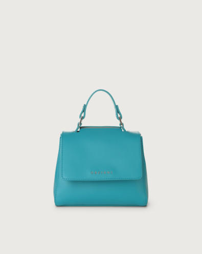 Orciani Sveva Vanity Mini leather handbag with shoulder strap turquoise