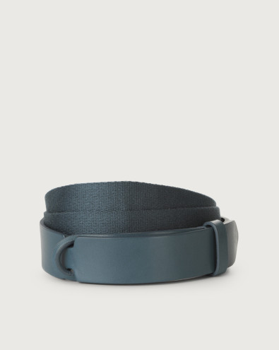 Bull Leather and fabric Nobuckle belt
